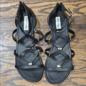 Steve Madden Black Gladiator Sandals with Gold Accents Size 11